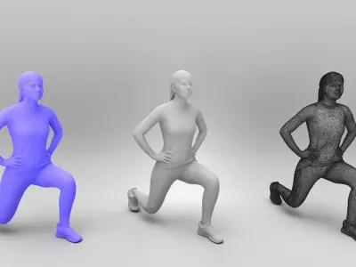 Pretty woman doing stretching 342 Low-poly 3D model