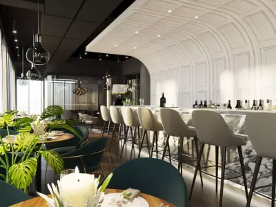 Luxury Lounge Bar Restaurant 3D Model Scene - Editable 3D model