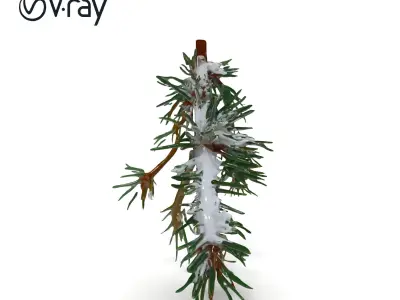 Snowy Pine Branch D Model Pack for Environmental Design Low-poly 3D model