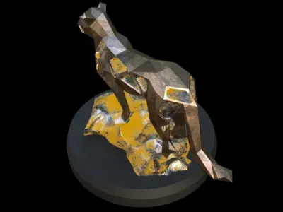 Steampunk Leopard Rock Low-poly 3D model
