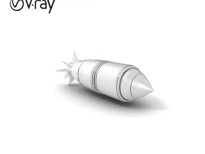 Aerodynamic Silver Missile Bomb model pack Low-poly 3D model