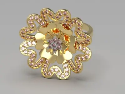 art deco heart flower diamond 3D print model