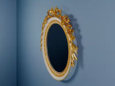 classic frame Baroque Oval Mirror Frame STL for CNC Carving 3D model
