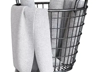 RH Schoolhouse wire basket with towels  3D model