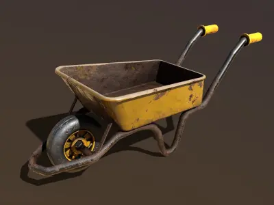 Stylized Wheelbarrow Low-poly 3D model
