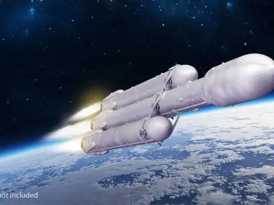 Heavy Space Rocket with Satellite Rigged 3D model