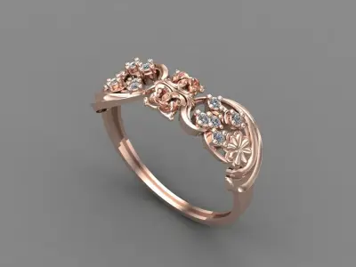 Women Ring Diamond Stone STL 3DM Lightweight Printable 3D print model 29