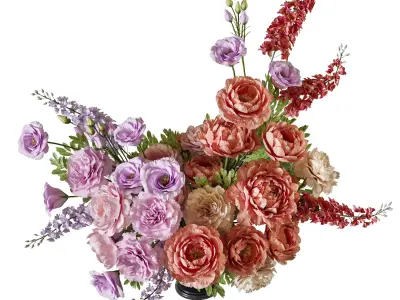 Flower Set 120 Whispering Peach Bloom 3D model