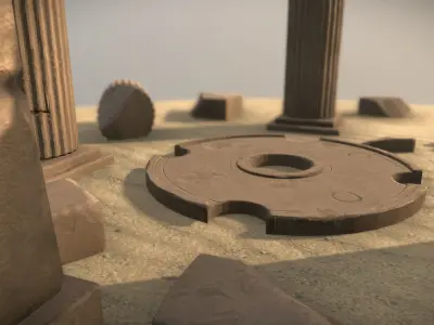  Ancient African Ruins Low poly 3D Model Game Ready Low-poly 3D model