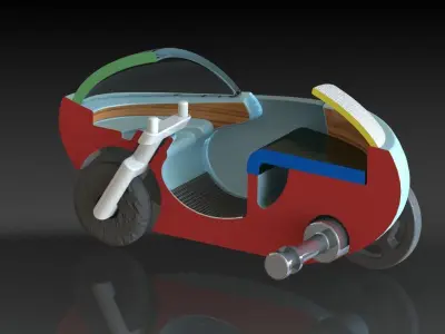 mini-car toy car with wheels and seat Free 3D model