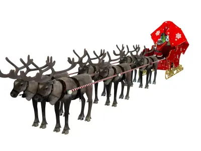 Papai Noel Treno e Renas  3D model