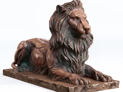 Recumbent Lion Sculpture 3 models collection