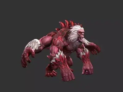 anthropopithecus demon with hair Low-poly 3D model