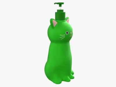 Cat Liquid Soap Dispenser Green Version 3D model