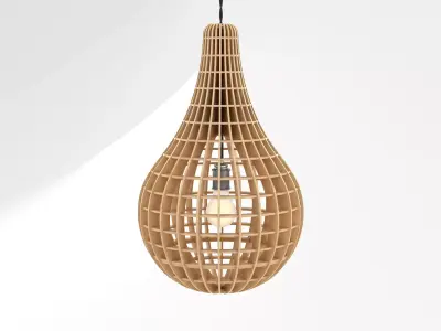 Decorative Wooden Ceiling Lamp 001 3D model