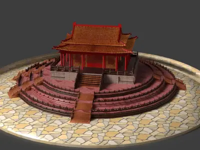 Chinese ancient palace  Low-poly 3D model