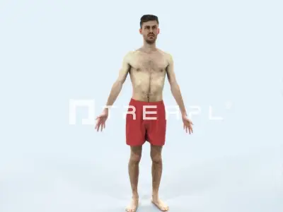 Posture L Beach Animated Rigged Sports Man Low-poly 3D model