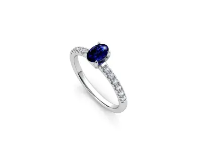 ZDR032 sapphire and diamond engagement ring 3D print model