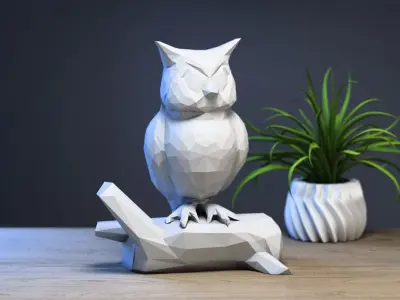 Owl low-poly 3d model Cyborg Decorative animal 3D print model