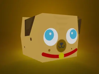 Cutest Golden Pug Low-Poly 3D Model Low-poly 3D model