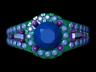 Blue Sapphire With Diamond Women 3D Ring Print Model 3D print model