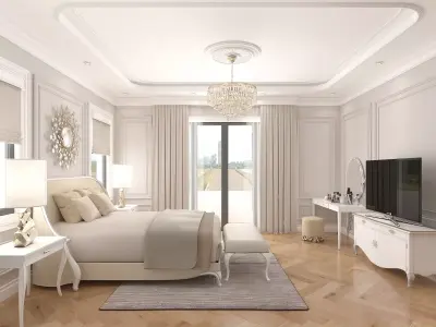 Neoclassical style Bedroom Scene 3D model