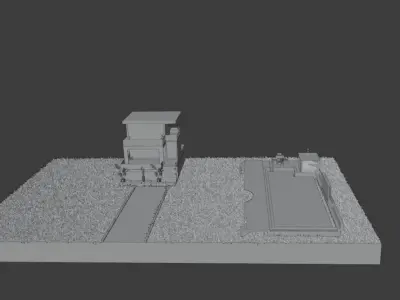 modern house with swimming pool and lawn Low-poly 3D model