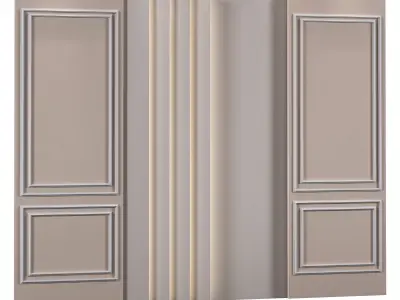 Decor wall with two doors 3D model