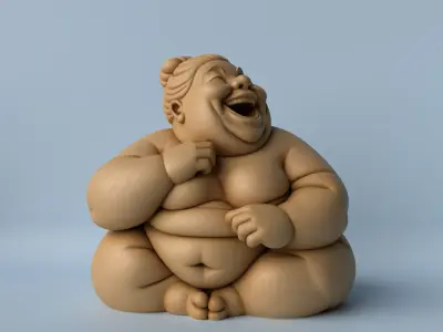 Chubby Woman Sitting and Laughing Sculpture  3D print model