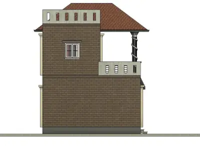 3bedroom small Family House plan Low-poly 3D model