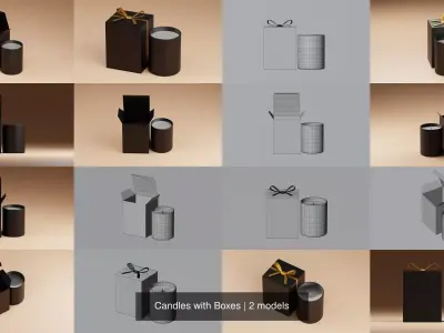 Candles with Boxes 3D Model Collection