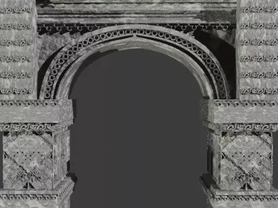 medieval ornamental  stone archway 3d model Low-poly 3D model