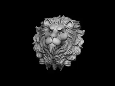 Lion head for pendant or wall 3D print model 3D print model