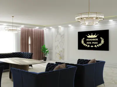 hall interior  Low-poly 3D model