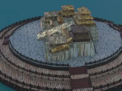 Chinese palace house  Low-poly 3D model
