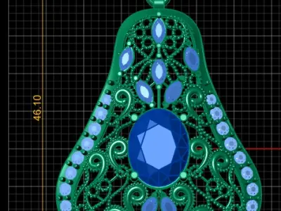 HIP HOP PEAR SHAPE PENDANT 3D PRINTABLE MODEL 3D print model