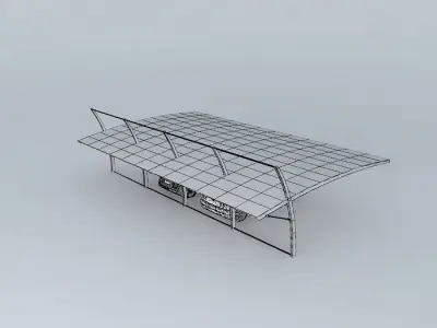 kanopi2 two cars parked under carport Free 3D model