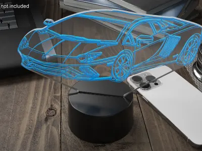 Acrylic Hologram Lamp Car Blue 3D model