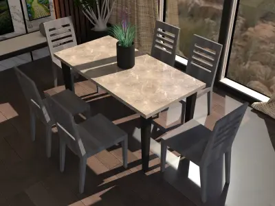 Modern Dining Table Set Free low-poly 3D model