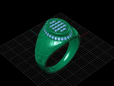 Print Ready STL 3DM  Gents Rings Diamond Men Ring  3D print model 174