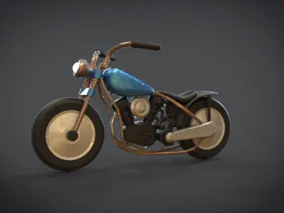 Simple Chopper Motorcycle 3D Model Low-poly 3D model