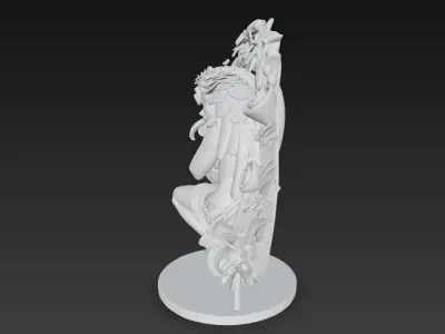 3D Printable Rococo Style Angel and Floral Statue 3D model