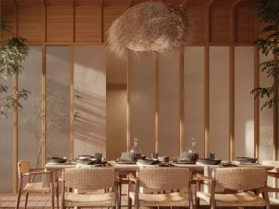 Japandi Dining Room 3D model