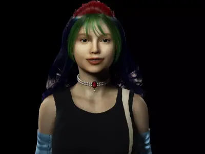 Stylized Female Character Rigged PBR Game Ready 3D model