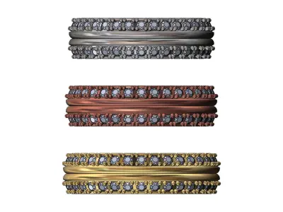 Diamond sides split band US sizes 7 8 9 3D print model