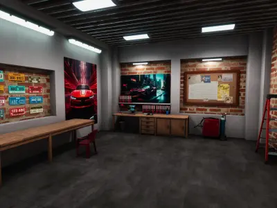 Car Garage Environment Low-poly 3D model