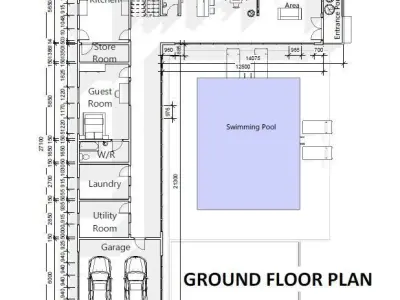L-Shaped House Plans 3D model