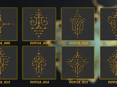 111 ornament sacred signs 3d Model alpha and brush Low-poly 3D model
