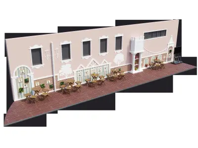 Kindergarten outdoor corridor European decoration British style 3D model