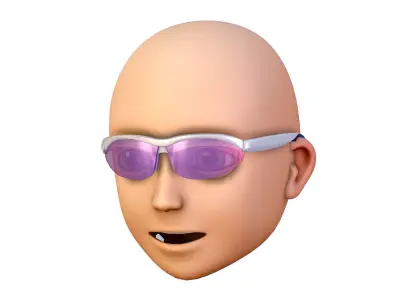 Sport Glasses for Young Man Boy Bald Head Icon 3D model